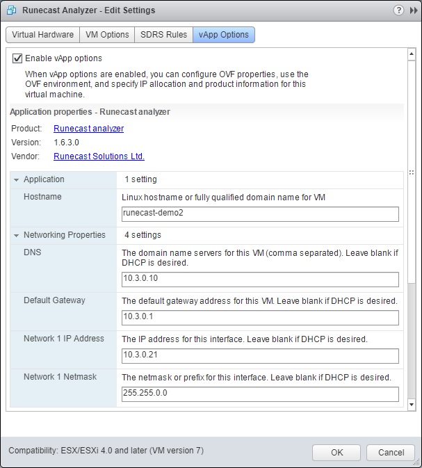 Runecast Analyzer Edit Settings